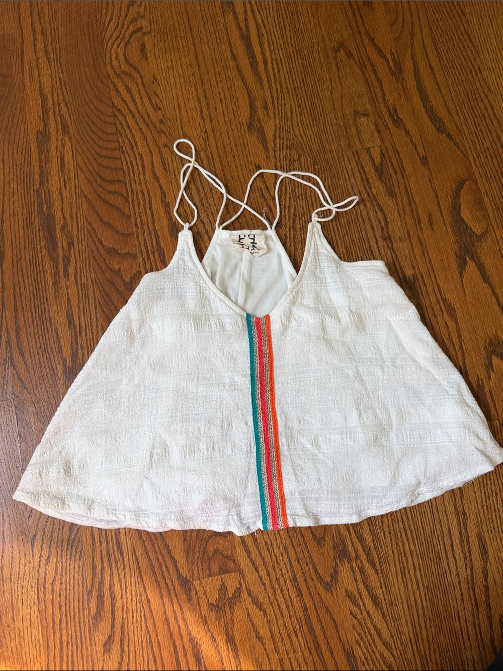 PPLA White Tank with Teal and Coral Center Stripe